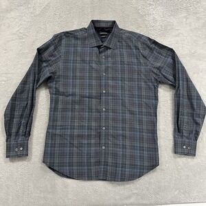 Bugatchi Button Shirt Men Large X Shaped Fit Long Sleeve Multicolor Plaid Casual